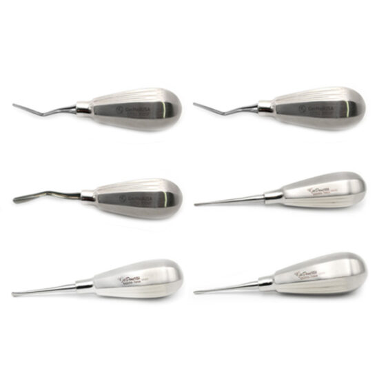 Luxating Elevator Kit Inside Curved and Straight Set of 6 Short Handle