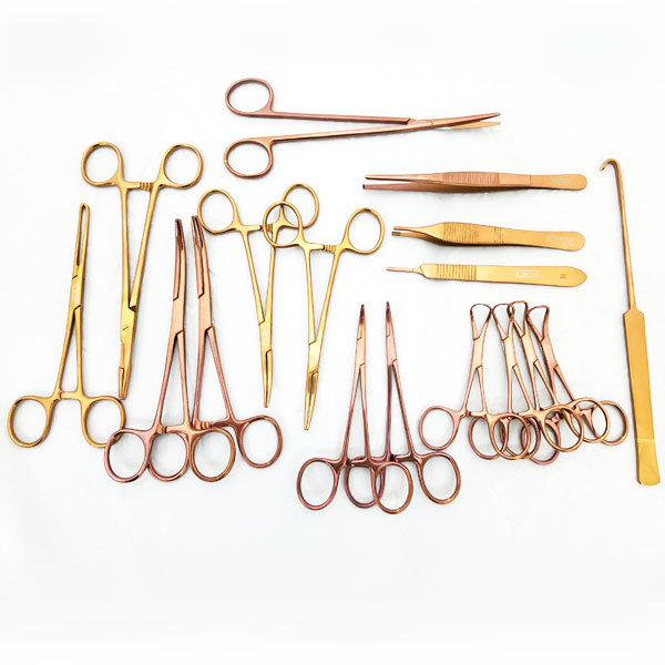52 PCS NEUTER SPAY PACK VETERINARY SURGICAL INSTRUMENTS GOLD HANDLE BLACK COLOR 